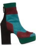 colour block platform ankle boots