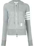 striped detail zipped hoodie