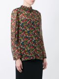 floral ruffle neck blouse