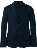 ribbed knit-trimmed twill blazer