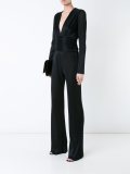 pleated deep v-neck jumpsuit