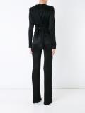 pleated deep v-neck jumpsuit