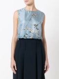 sleeveless floral print blouse