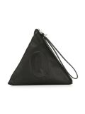 embossed logo pyramid clutch