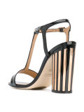 metallic detail T-strap sandals