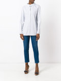 pleated sleeves striped shirt