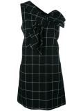 bow embellished checked dress