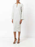 slit neck midi dress