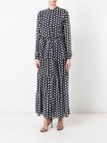 tier panelled, polka dot print, tie waist dress