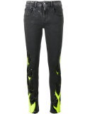 flame print skinny jeans