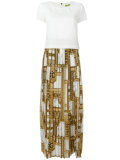 printed trim pleated dress 