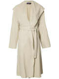belted waterfall coat