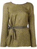 printed belted blouse
