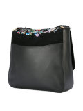 Floral embroidered satchel bag 