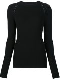 ribbed eyelet detail jumper