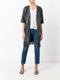 fringed short-sleeved coat