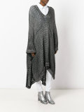 V-neck midi knitted poncho