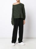 off-shoulder cable knit jumper