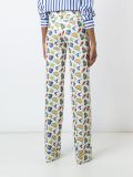 travel print straight trousers
