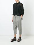 semi sheer cropped button down shirt