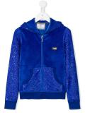 rhinestone embellished velvet hoodie