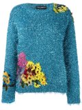 floral appliqué tinsel jumper 