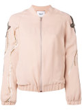 sequin embroidery sleeve bomber jacket