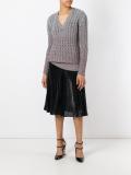 V-neck open knit jumper