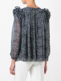 dots print ruffled blouse