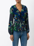 floral print wrap blouse