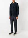 ribbed knit-trimmed twill blazer