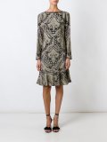 Damask print drop waist dress