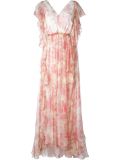 v-neck printed gown
