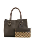 checked trim tote bag