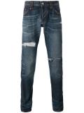distressed slim-fit jeans