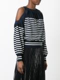 striped cold shoulder top