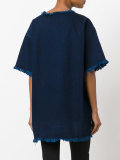 fringed trim denim blouse 
