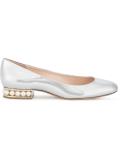 Pearl-Embellished Patent Pumps