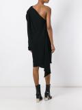 one shoulder draped dress