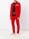 logo print zipped hoodie