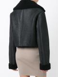 Season 3 cropped shearling flight coat