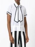 tied neck shortsleeved shirt