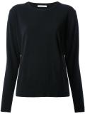 metallic trim crew neck jumper