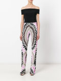printed flared trousers