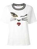 'cat wink' motif T-shirt