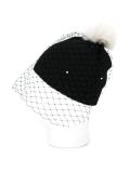 pompom veil beanie