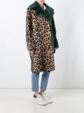 contrast panel fur coat