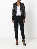 peplum hem leather jacket