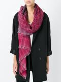 bouclé knit check frayed edge scarf