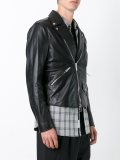 'leaf' embroidery biker jacket
